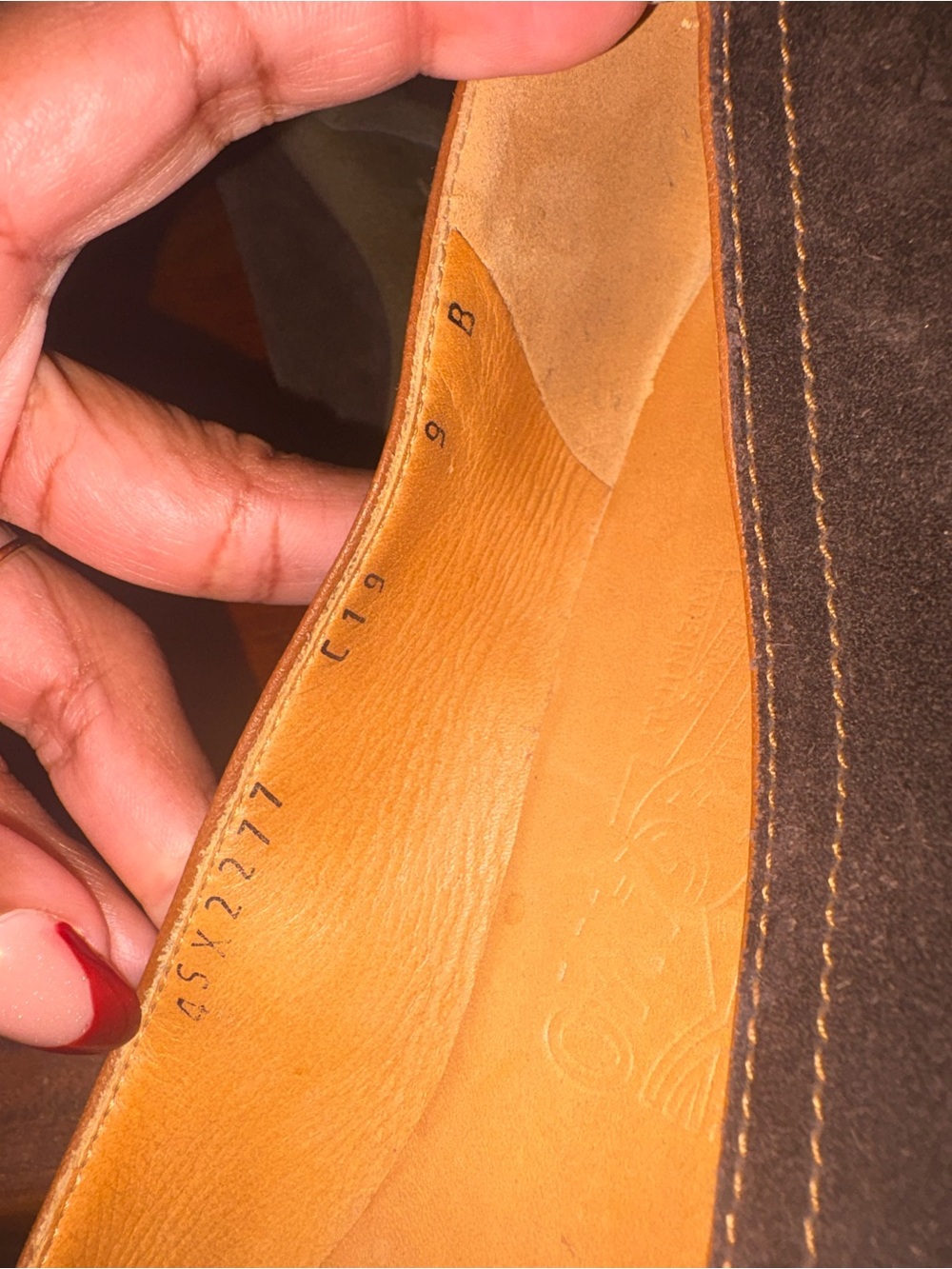 Salvatore Ferragamo Brown Suede Pointed Flats with Tan Strap - Picture 5 of 5